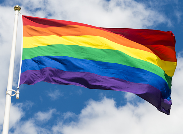 Pride flag fluttering in the wind