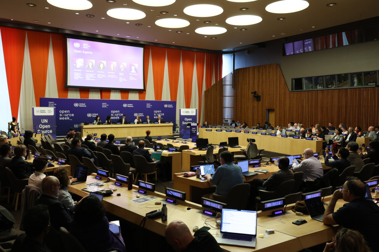 "Open Source x AI: Open Agents" panel discussion at ECOSOC Chamber of UNHQ in New York.