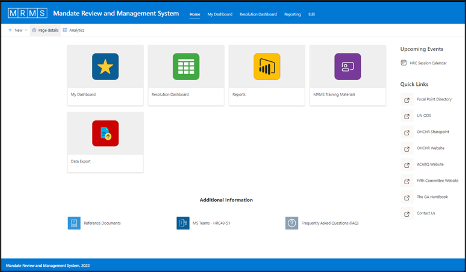 Screenshot of Mandate Review and Management System to Support UN Secretariat Business Processes