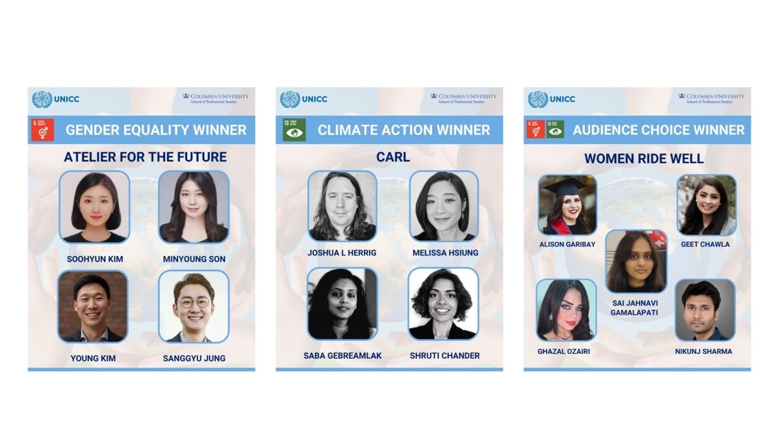 Screenshot of team winners based on different categories.