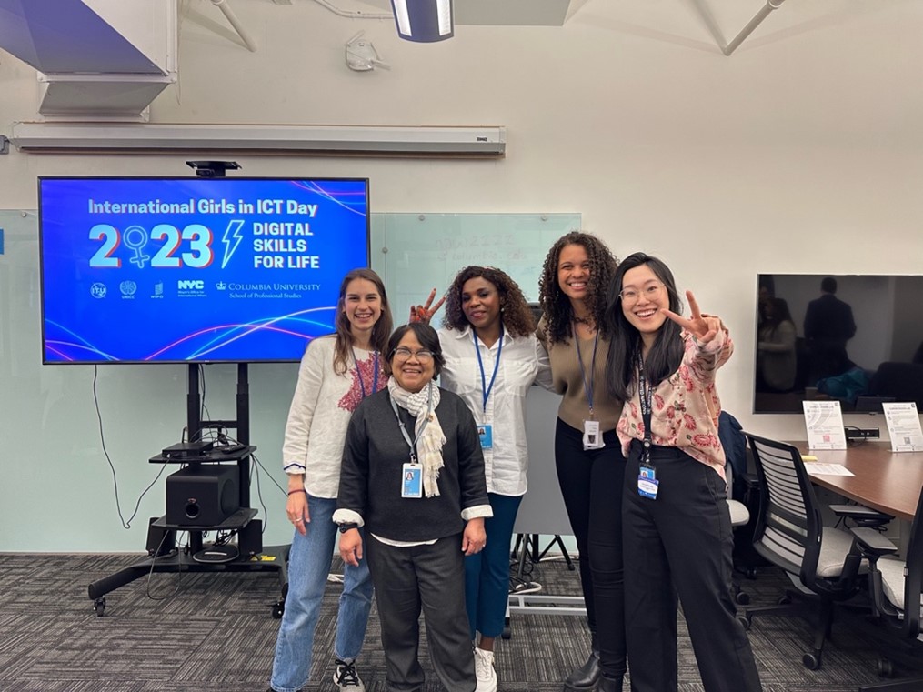 Group photo of UNICC staff present at the event at Columbia University Career Design Lab.